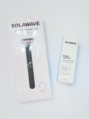 SOLAWAVE Advanced Skincare Wand + Renew Complex Serum — White & Black NWT
